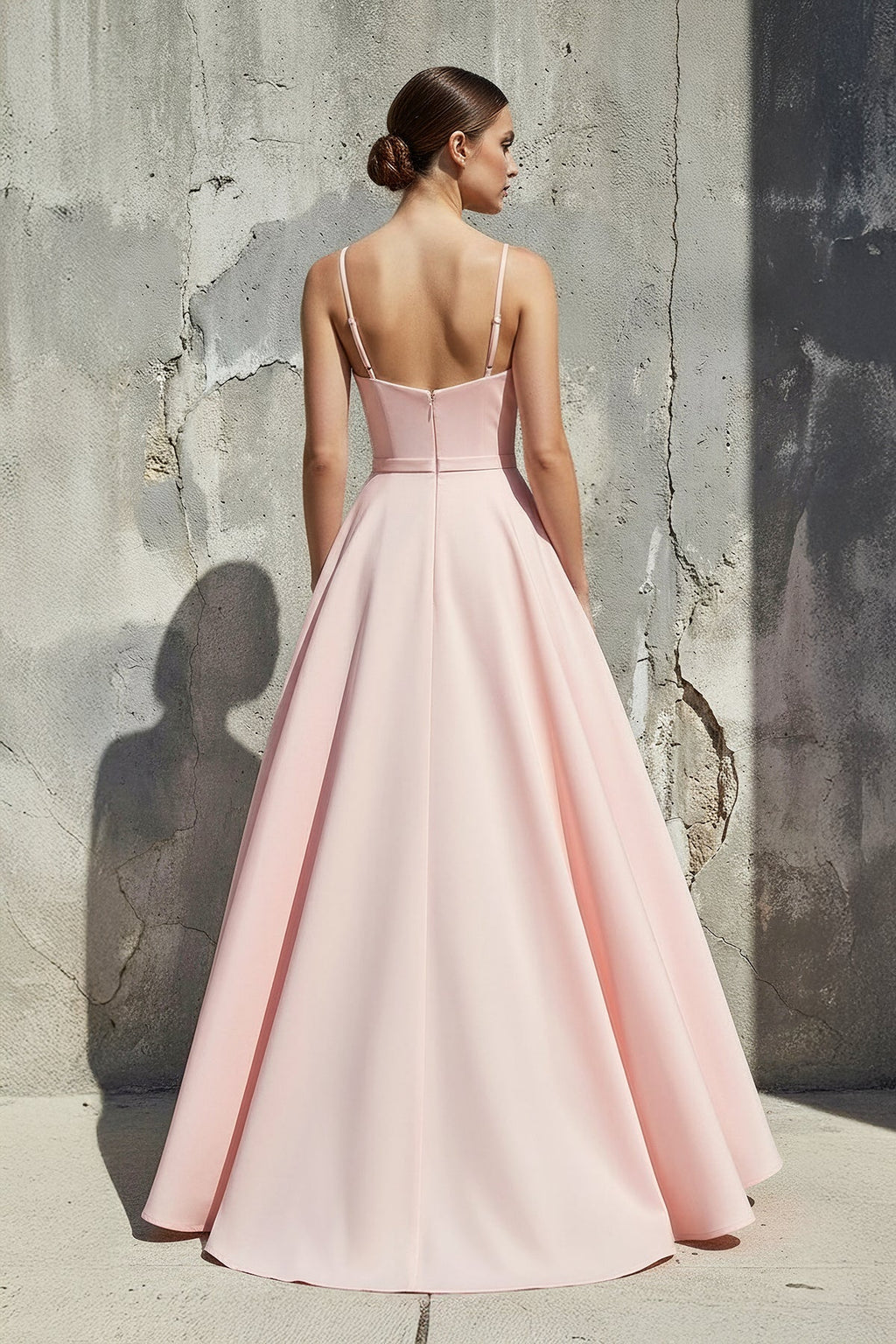 Spaghetti Straps A-Line Prom Gown in Pink