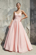 Spaghetti Straps A-Line Prom Gown in Pink