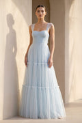 Sweetheart Ruched Maxi Dress in Sky Blue