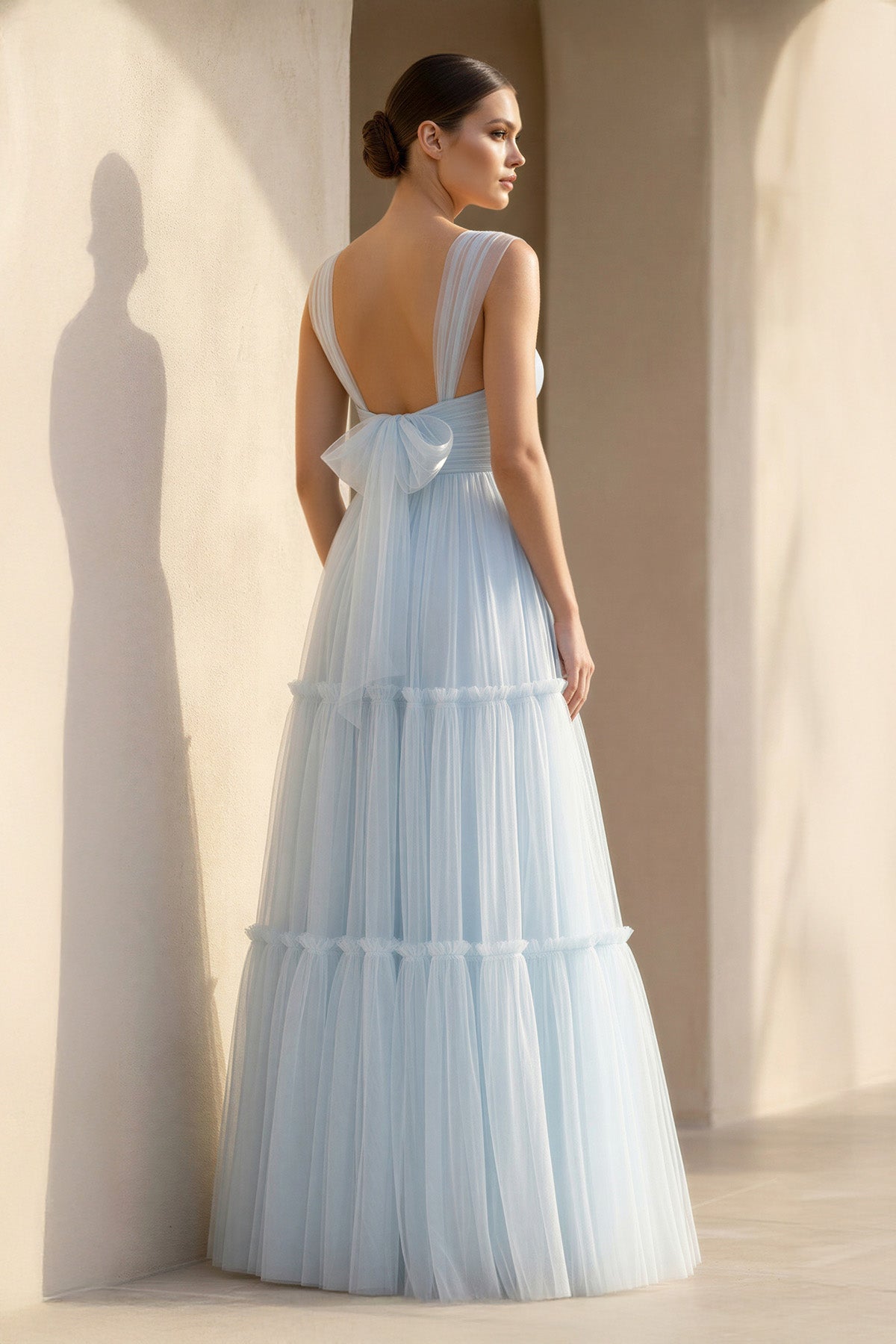 Sweetheart Ruched Maxi Dress in Sky Blue